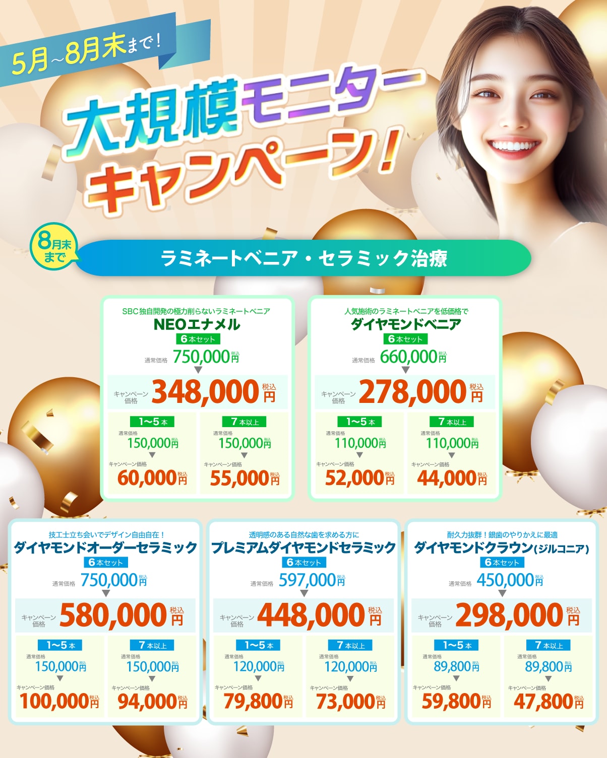 ラミネートベニア・セラミック治療最大63%OFFモニターキャンペーン1